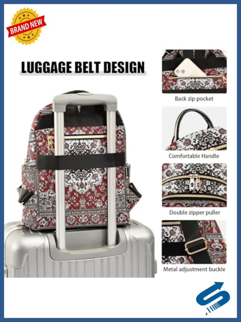Boho Mandala Fashion Backpack Lightweight Travel Shoulder Bag Polyester